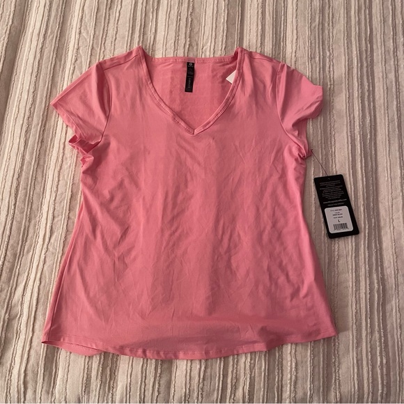 NWT Pink V Neck Workout Athletic Shirt - Picture 2 of 6